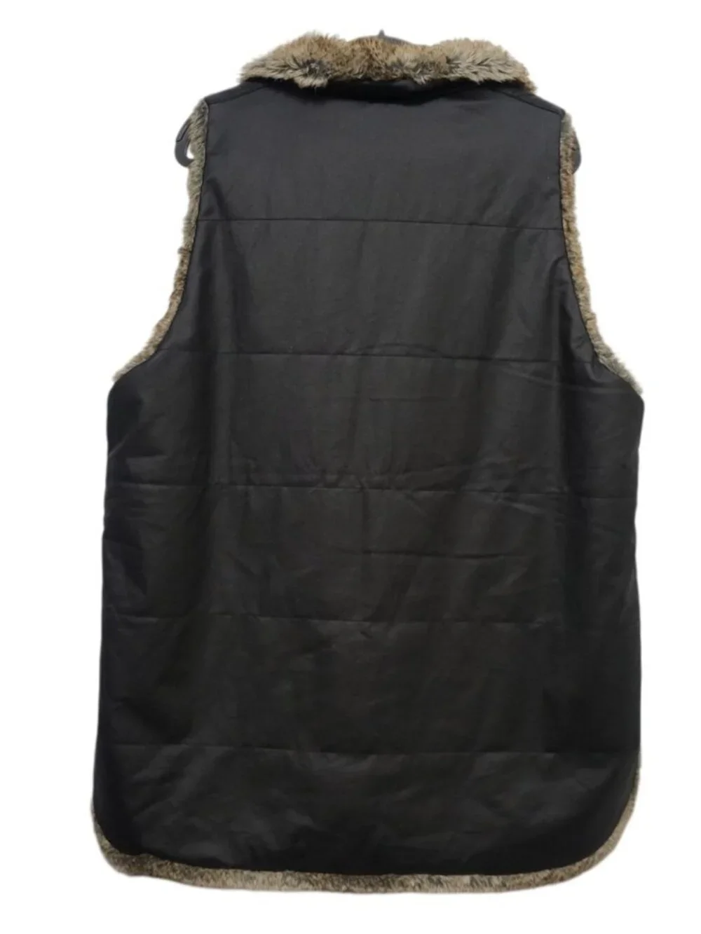 Tuckernuck Emilia Black Waxed Reversible Vest Faux Fur Sleeveless Jacket